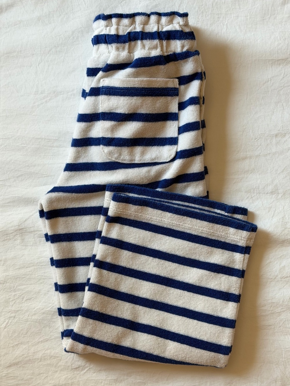 Mini Boden Terry Cloth Beach Pants girl Size 5Y Navy Stripe